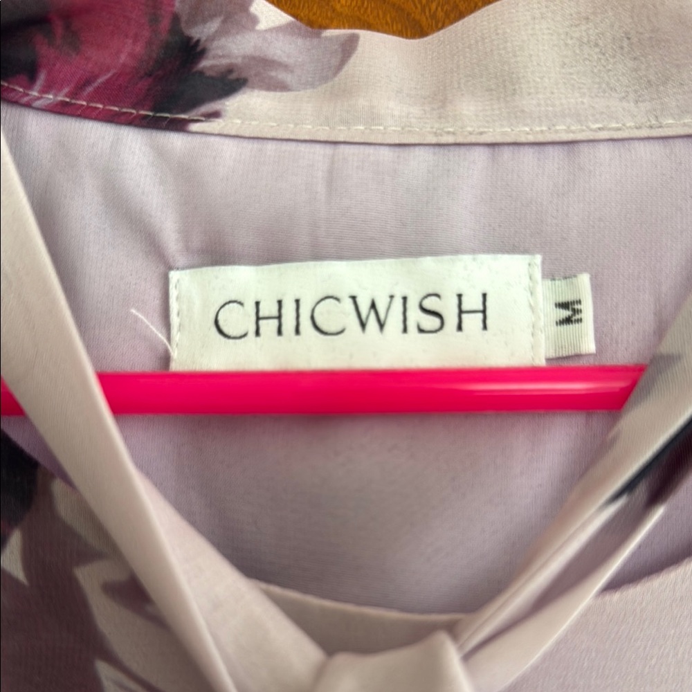 Chicwish REDDISH ROSE RUFFLE CHIFFON DRESS WITH BELL SLEEVES - Picture 5 of 12